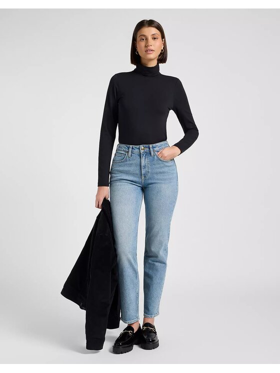 Lee Lee Sweter LS TURTLE NECK Czarny Slim Fit