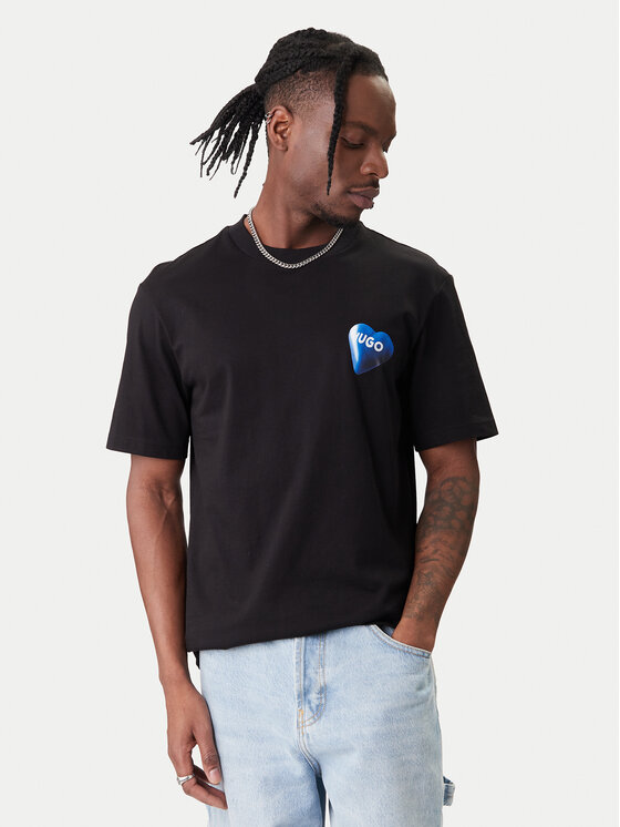 HUGO Tricou Nalentinio 50562727 Negru Regular Fit