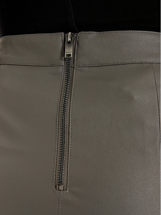 ONLY ONLY Dirbtinės odos sijonas Base 15164809 Pilka Slim Fit