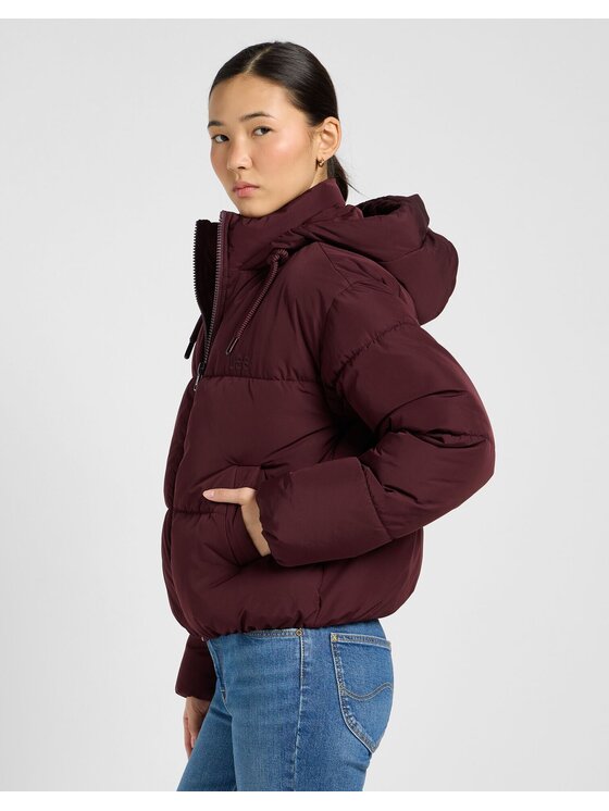 Lee Lee Kurtka przejściowa HOODED PUFFER JACKET Brązowy Relaxed Fit
