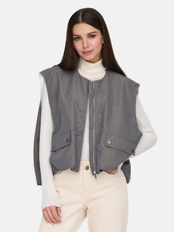 ONLY Športová vesta Mary 15338137 Sivá Loose Fit