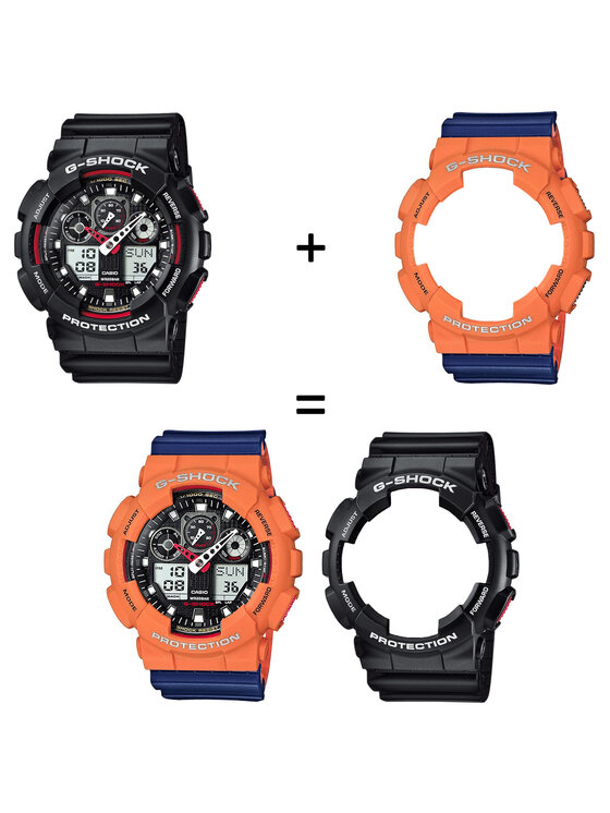 Casio Casio Zegarek SET GA-100-1A4ER + BEZEL 10589006 + PASEK 10527467 Niebieski