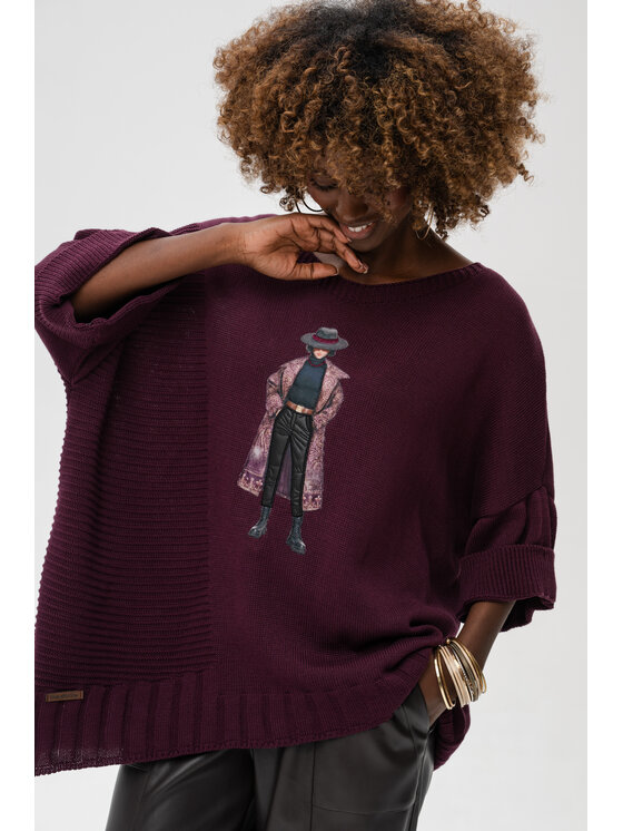 blue shadow blue shadow Sweter Nell Fioletowy Regular Fit