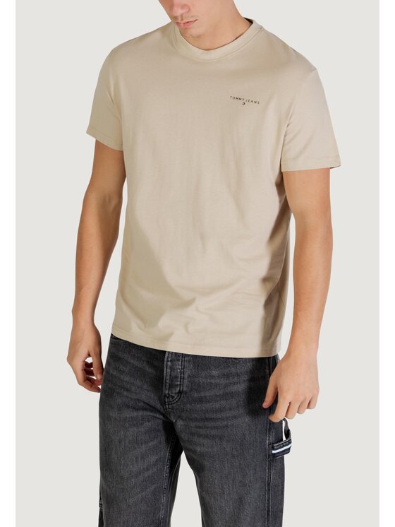 Tommy Jeans Tommy Jeans T-Shirt TJM SLIM LINEAR CHES Μπεζ Slim Fit