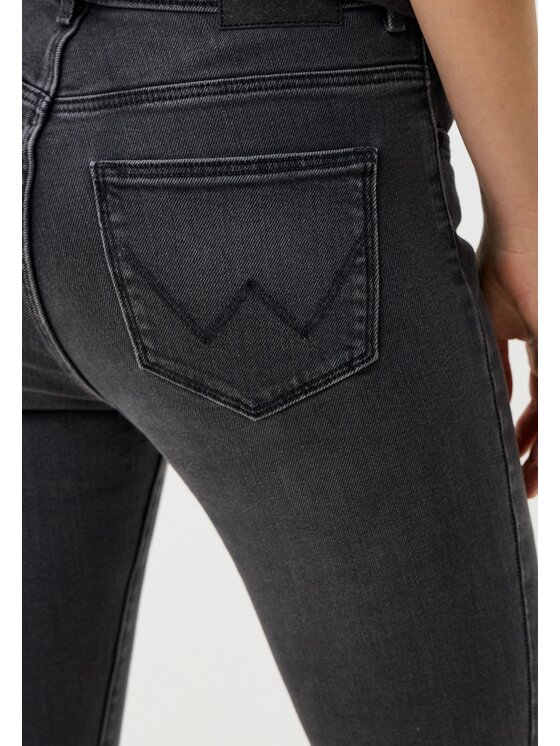 Wrangler Wrangler Jeansy HIGH RISE SKINNY Szary Skinny Fit