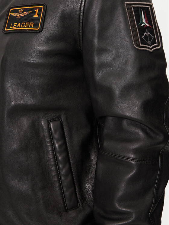 Aeronautica Militare Aeronautica Militare Kožená bunda 242PN949PL249 Černá Regular Fit