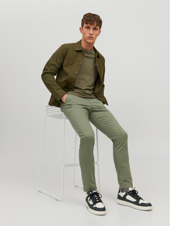 Jack & Jones Jack & Jones Chinosy Marco 12150148 Zielony Slim Fit