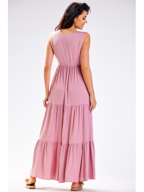 Awama Awama Sukienka letnia A581 Różowy Basic Fit