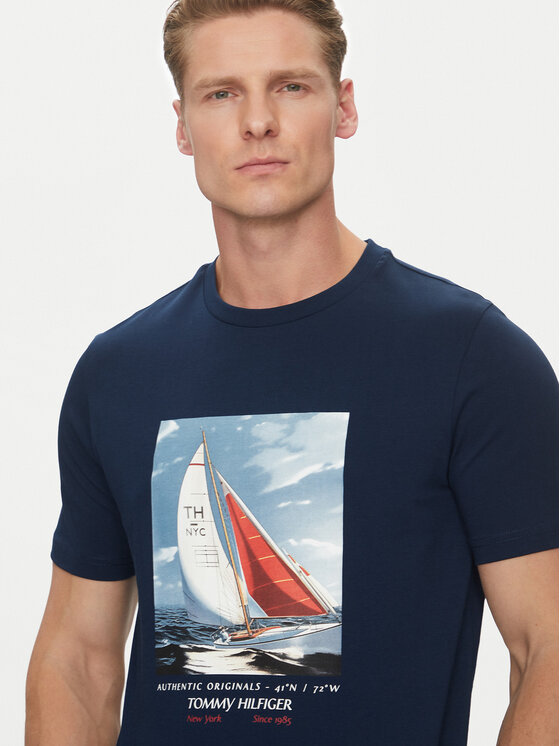 Tommy Hilfiger Tommy Hilfiger Tričko Color Photo Print MW0MW38615 Tmavomodrá Regular Fit