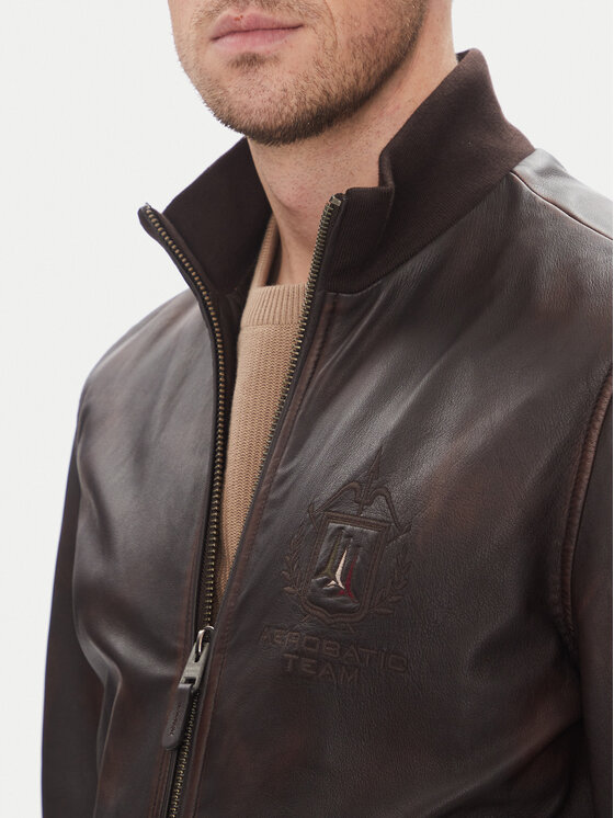 Aeronautica Militare Aeronautica Militare Geacă de piele 251PN5043PL199 Maro Regular Fit
