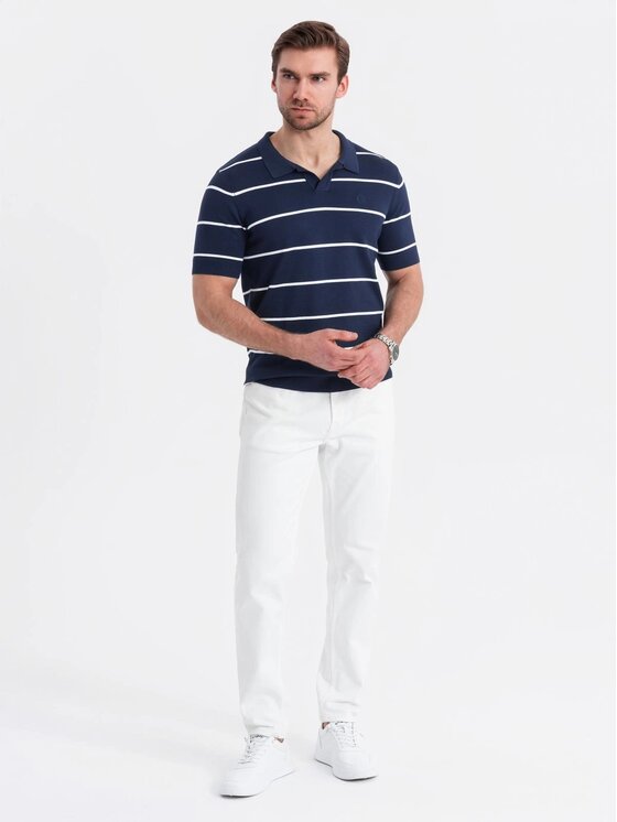 Ombre Ombre Polo OM-POSS-0145 Granatowy Regular Fit