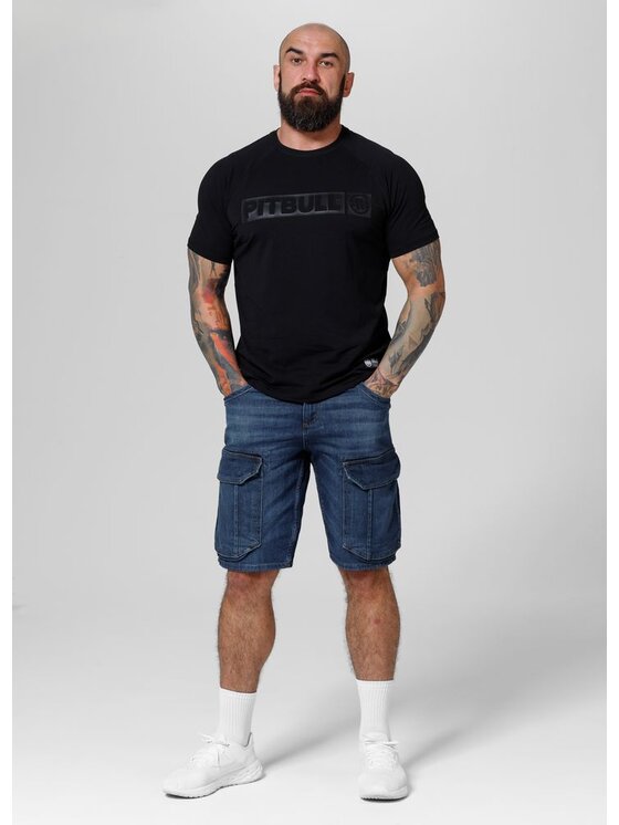 PITBULL PITBULL Szorty jeansowe Navy Wash Longspur Granatowy Regular Fit
