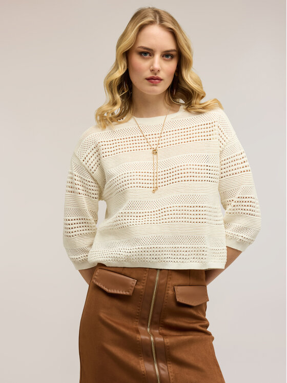 Motivi Motivi Sweter M177W003878N011 Biały Over Fit