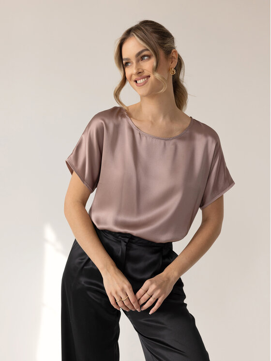 Cat&Cat Cat&Cat T-Shirt silk satin Różowy Regular Fit