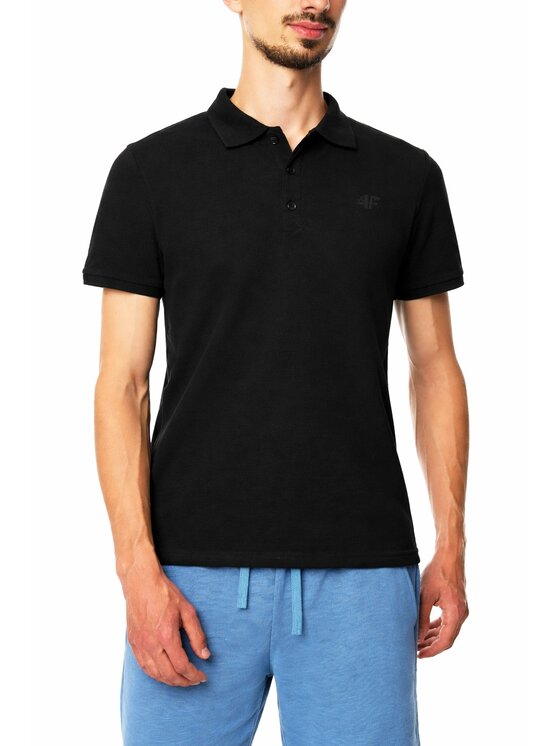 4F 4F Polo 4FWSS26TPTSM0988-20S Czarny Regular Fit