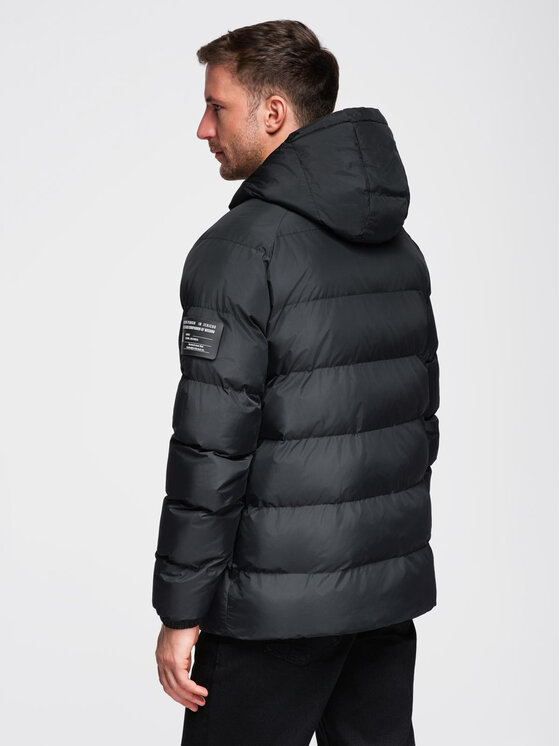 Ombre Ombre Kurtka zimowa OM-JAHP-0302 Czarny Regular Fit