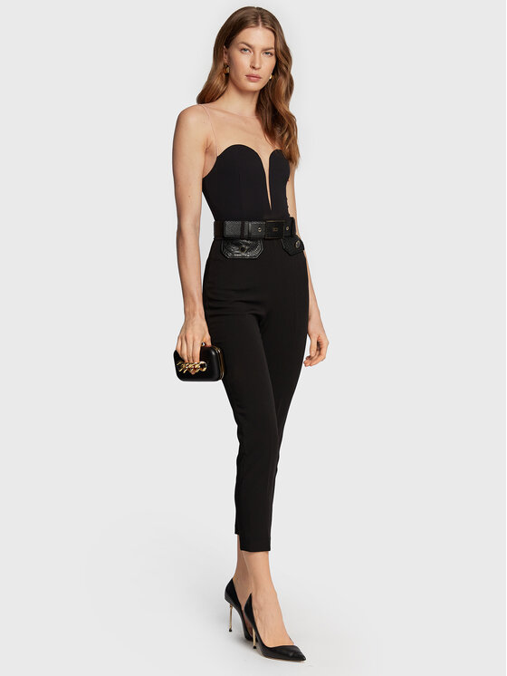 Pantaloni di tessuto PA-041-27E2-V340 Nero Slim