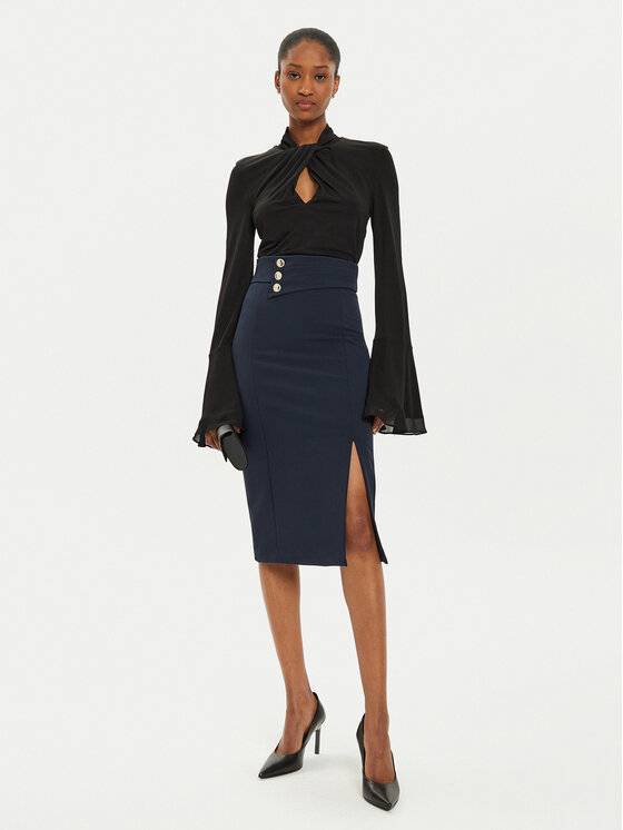 Rinascimento Rinascimento Midi krilo CFC0119972003 Mornarsko modra Slim Fit