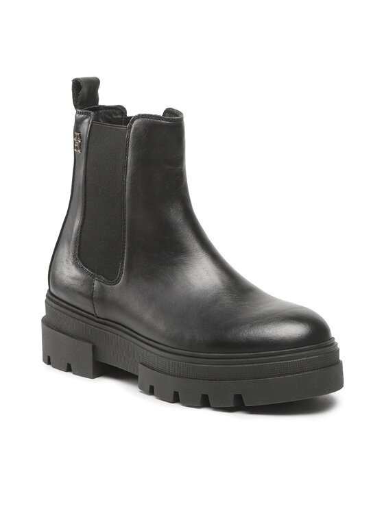 Tommy Hilfiger Tommy Hilfiger Kotníková obuv s elastickým prvkem Monochromatic Chelsea Boot FW0FW06899 Černá