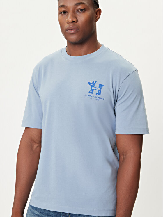 HUGO HUGO Tricou Nedix 50543483 Albastru celest Regular Fit