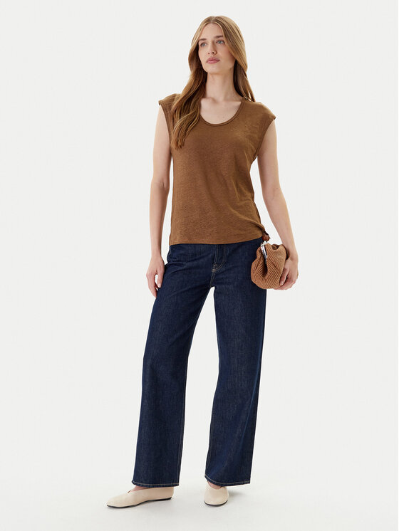 United Colors Of Benetton United Colors Of Benetton Тишърт 37UJE16B1 Кафяв Regular Fit