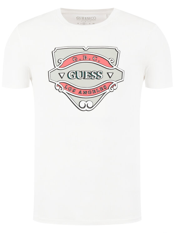 Guess Guess Marškinėliai Gbc Emblem Tee M0GI46 K8HM0 Balta Slim Fit