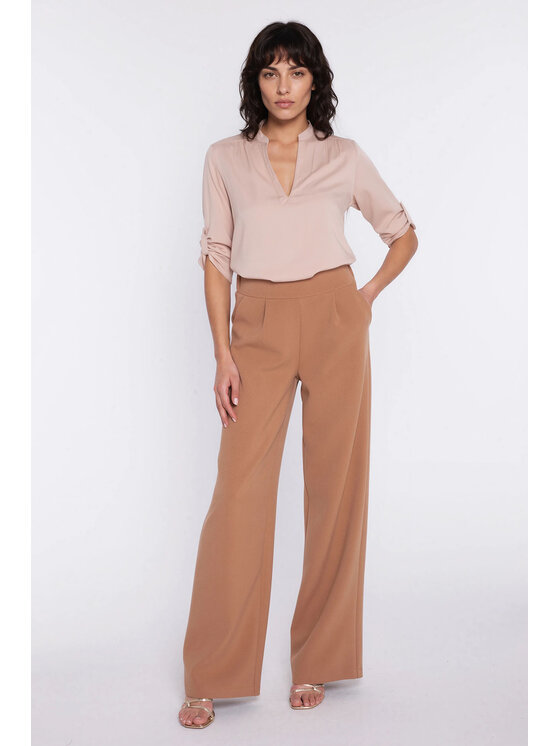NIFE NIFE Kalhoty z materiálu SD139 Hnědá Modern Relaxed Fit