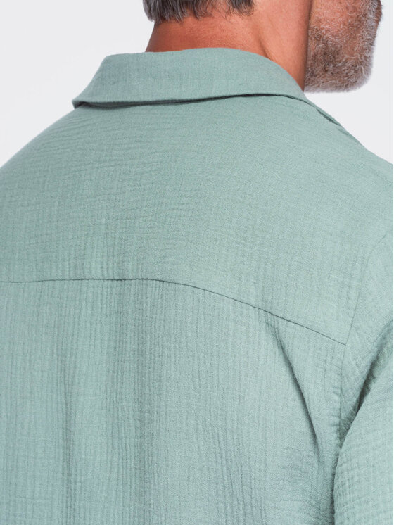 Ombre Ombre Koszula OM-SHSS-0223 Zielony Regular Fit