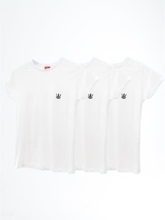 Jigga Wear Jigga Wear Komplet 3 t-shirtów Zestaw 3 Damskich T-Shirtów Jigga Wear Mini Logo Biały L Biały Regular Fit