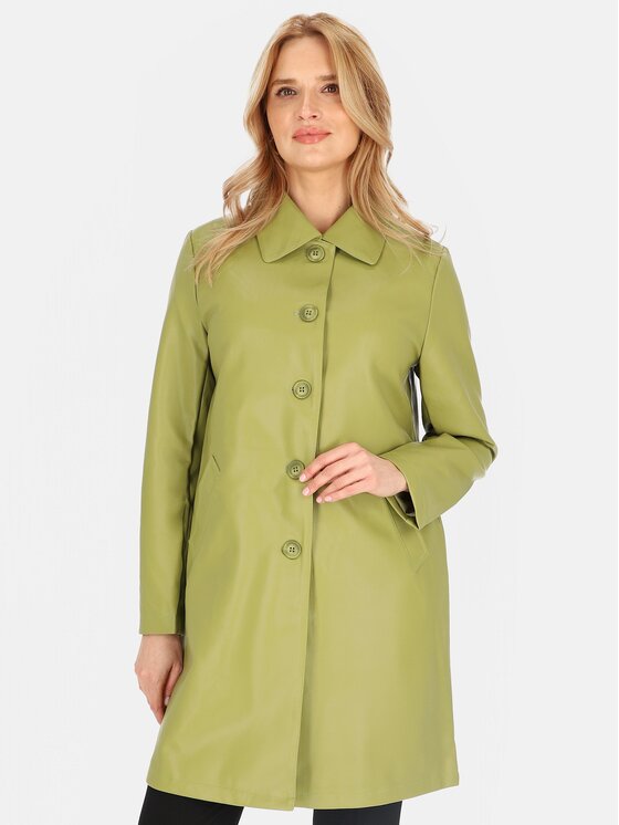 Perso Perso Płaszcz przejściowy BLE252369F Zielony Regular Fit