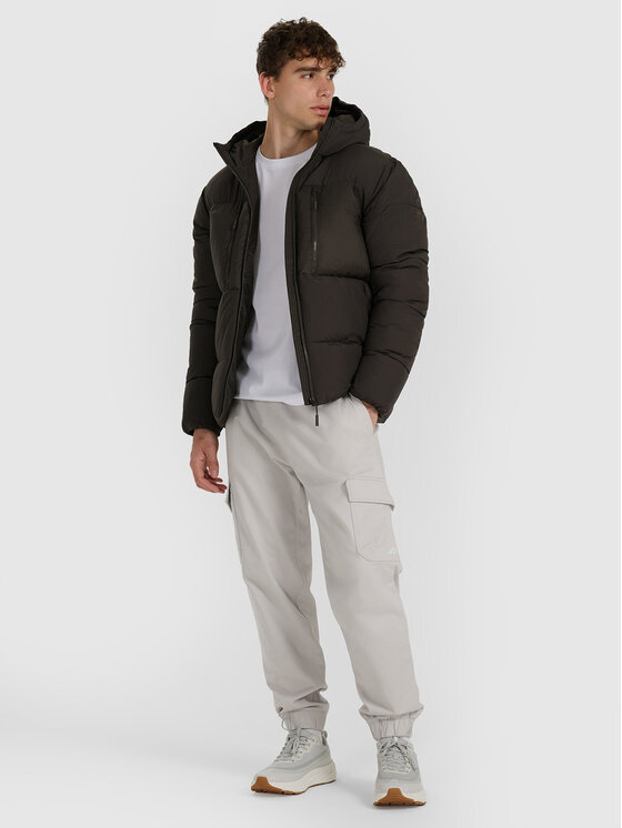 4F 4F Kurtka puchowa APRES SKI Khaki Regular Fit