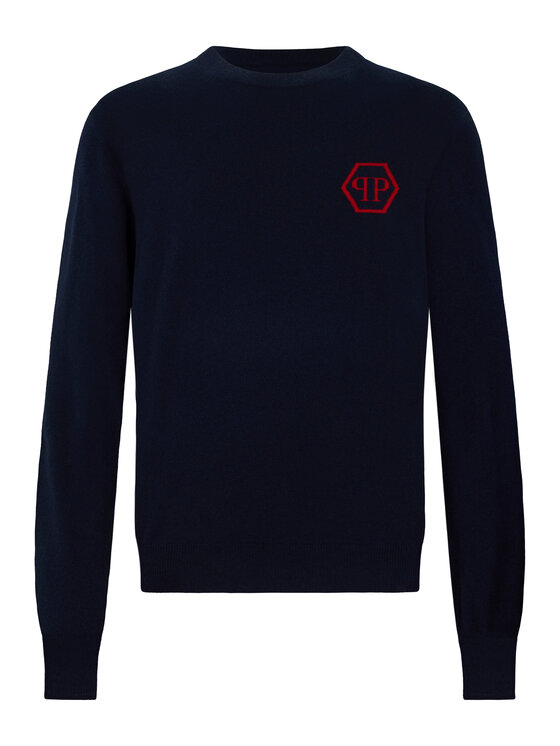 PHILIPP PLEIN PHILIPP PLEIN Svetr 29047 Tmavomodrá Regular Fit