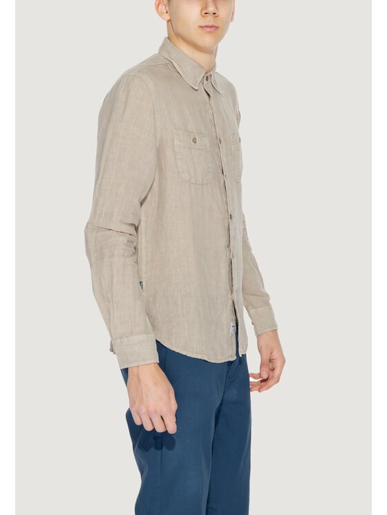 Blauer Blauer Camicia 24SBLUS01038 Beige Long Fit