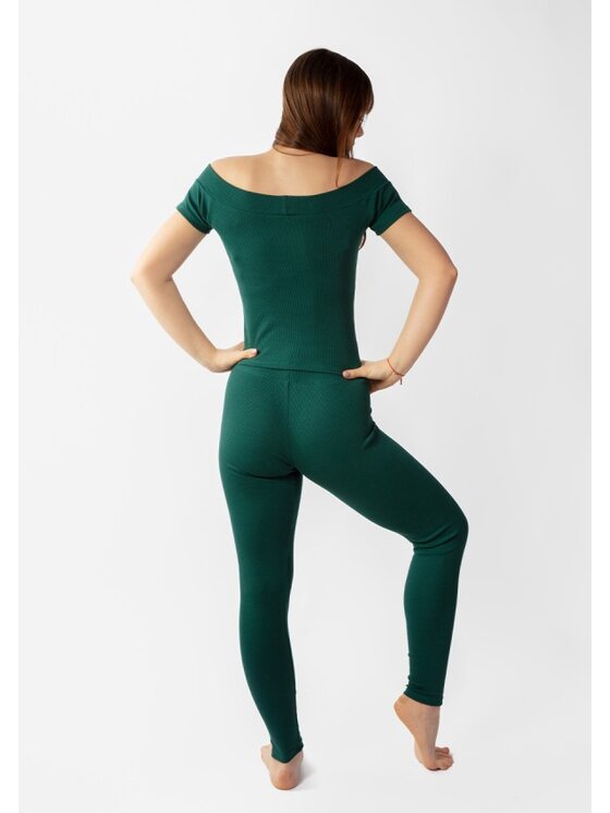 DKaren Sport DKaren Sport Komplet bluzka i spodnie Bayo Zielony Slim Fit