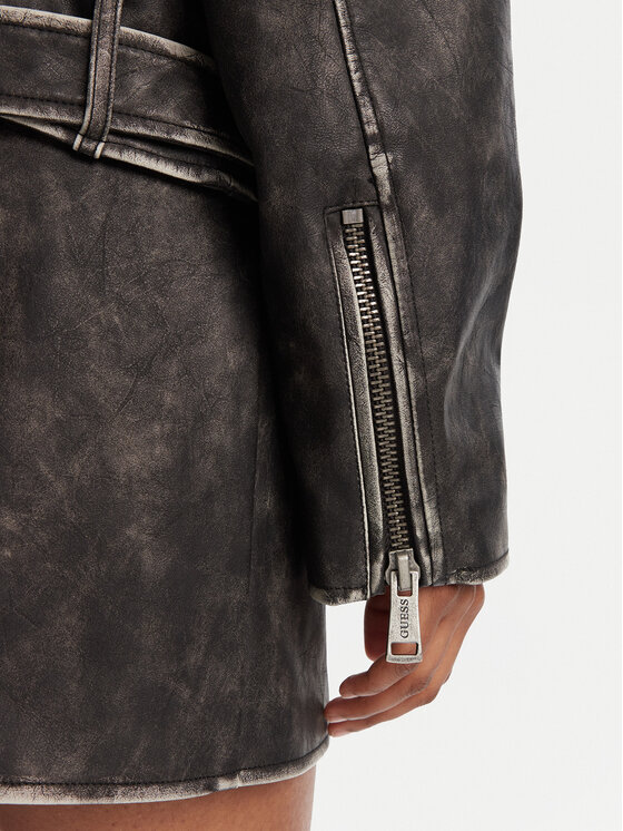 Guess Guess Яке от имитация на кожа W5YL04 WHDI0 Сив Regular Fit