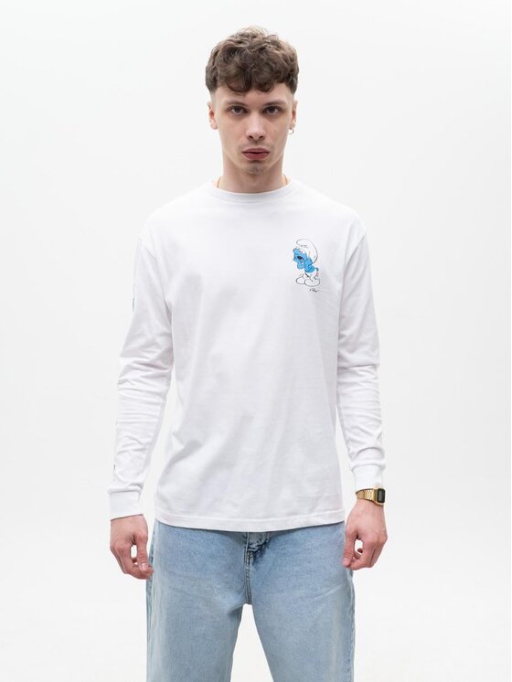 Smerfy Smerfy Longsleeve Z Długim Rękawem 128796 Biały Regular Fit
