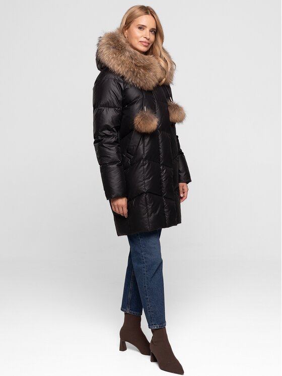 Perso Perso Kurtka damska BLH252535FXR Czarny Regular Fit