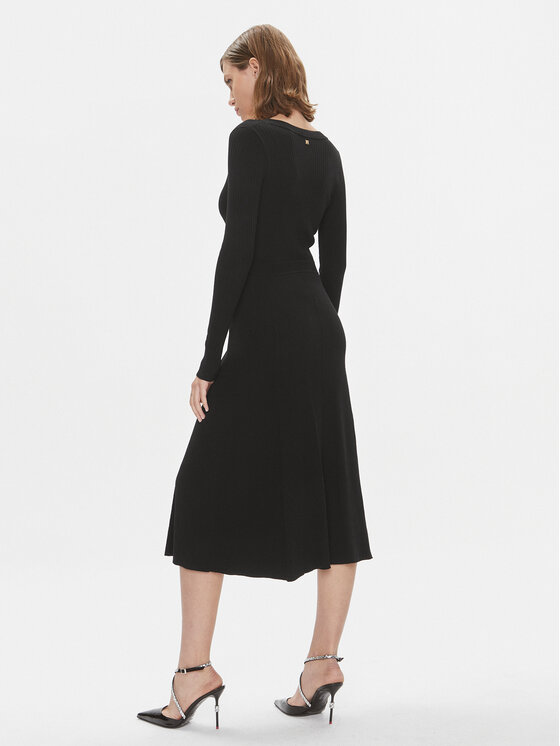 PINKO Pinko Sukienka dzianinowa Coccodrillo 102023 A18P Czarny Regular Fit