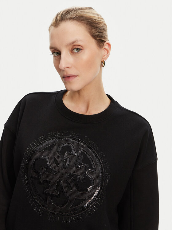 Guess Guess Μπλούζα W5YQ07 KB681 Μαύρο Regular Fit