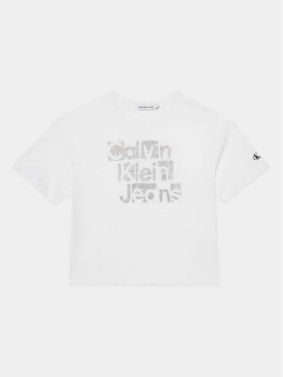 Gyerek Póló Calvin Klein Jeans, Méret: 8Y, Fehér, Metallic IG0IG02340