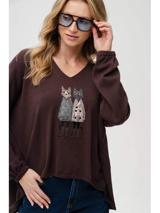 blue shadow blue shadow Sweter Kety Brązowy Regular Fit