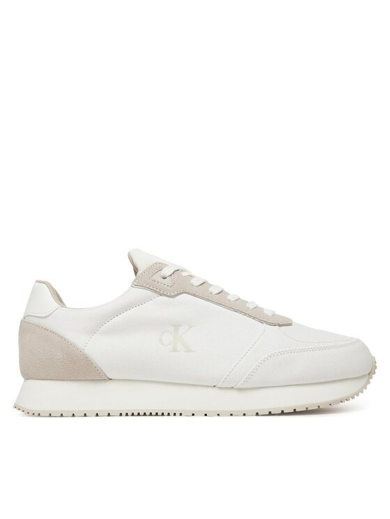 Calvin Klein Jeans Calvin Klein Jeans Sneakersy Runner Sock Laceup Mg Canvas YM0YM01217 Bílá