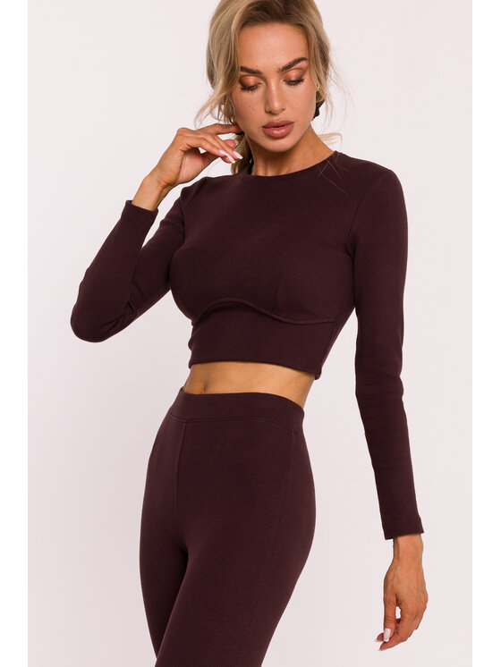 Made of Emotion Made of Emotion Bluzka M817 Brązowy Active Fit