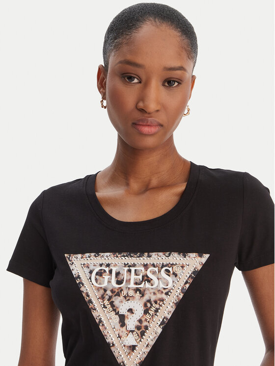 Guess Guess Tričko W6RI32 J1314 Čierna Regular Fit