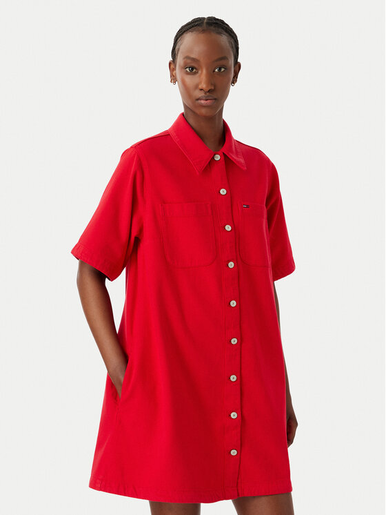 Tommy Jeans Tommy Jeans Džinsinė suknelė DW0DW22847 Raudona A-Line Fit
