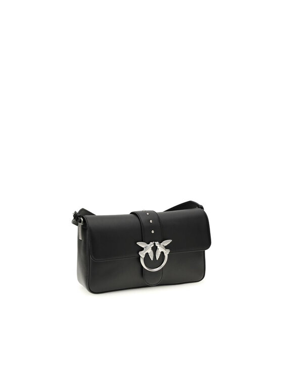 PINKO PINKO Torebka Black Leather Shoulder Czarny