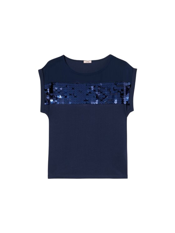 Oltre Oltre T-Shirt G086J004311N034 Niebieski Regular Fit