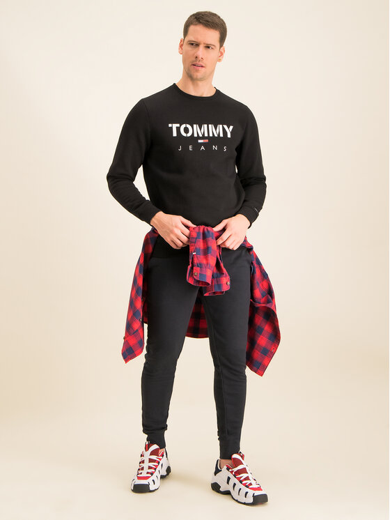 Tommy Jeans Tommy Jeans Bluză Tjm Novel Logo Crew DM0DM07614 Negru Regular Fit