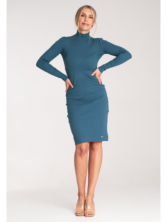 FIGL FIGL Úpletové šaty M1042 Modrá Slim Fit