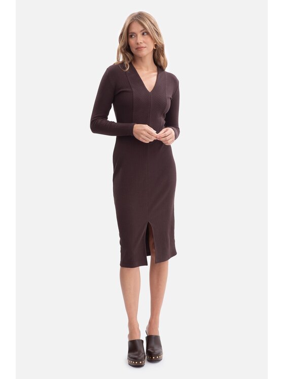 BeWear BeWear Sukienka dzianinowa b307 Brązowy Baggy Fit